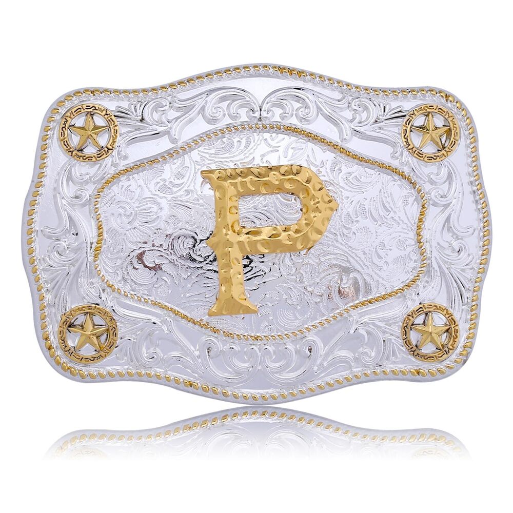 6797 Western Belt Buckles Initial Letters ABCDJMR to Z Large Gold Rodeo